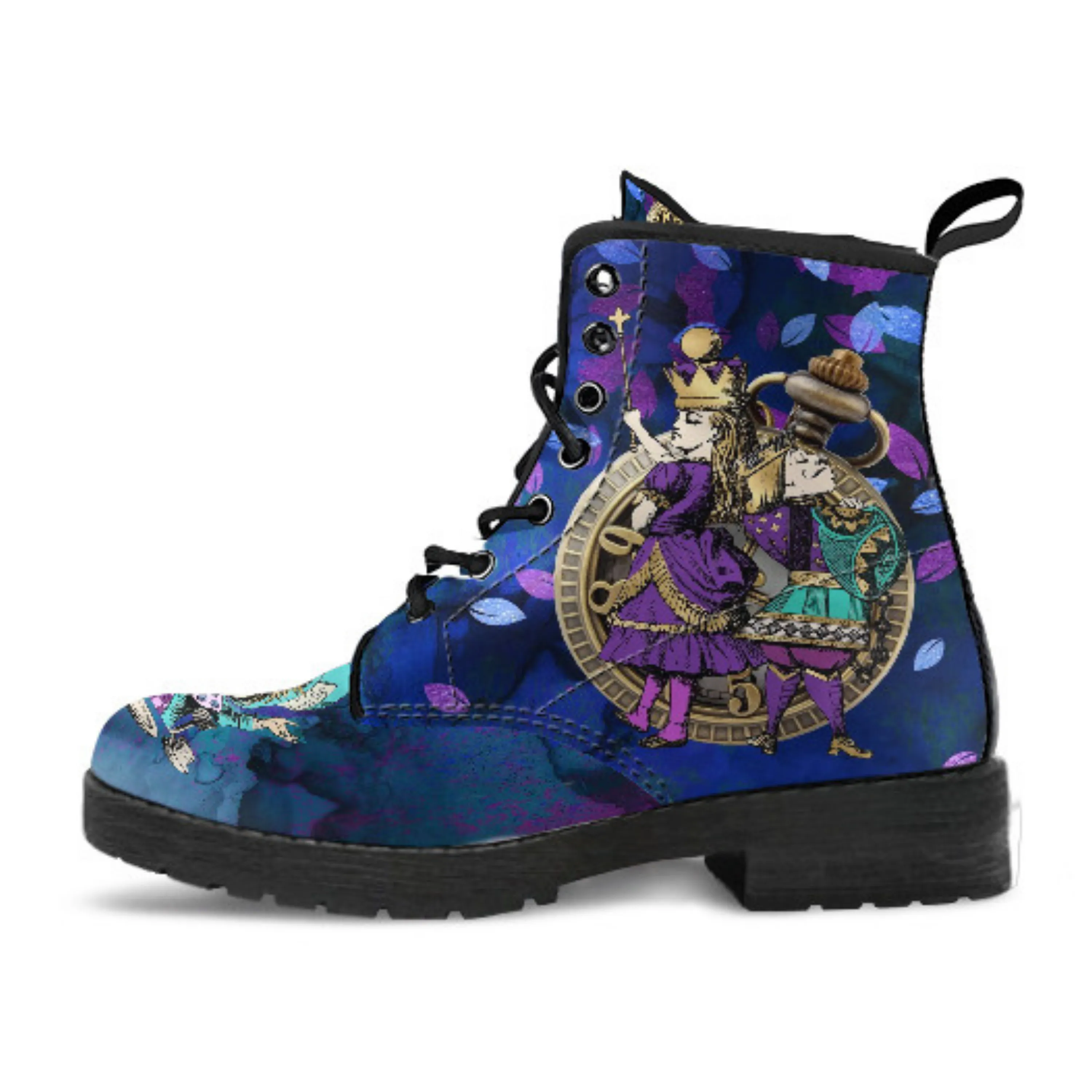 Alice in Wonderland Gifts #22 Purple Series | Purple Boots for Women, Combat Boots, Handmade Lace Up Boots, Women's Boots, Custom Shoes