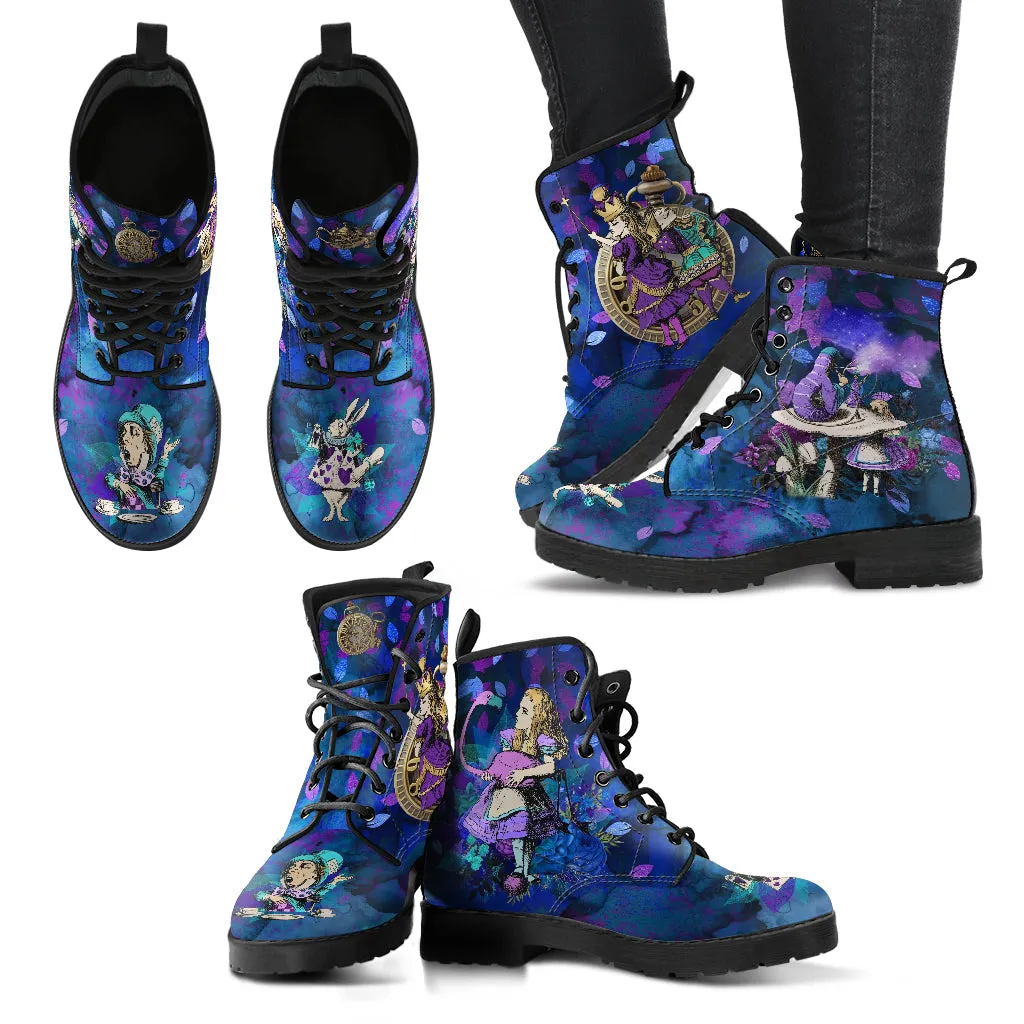 Alice in Wonderland Gifts #22 Purple Series | Purple Boots for Women, Combat Boots, Handmade Lace Up Boots, Women's Boots, Custom Shoes