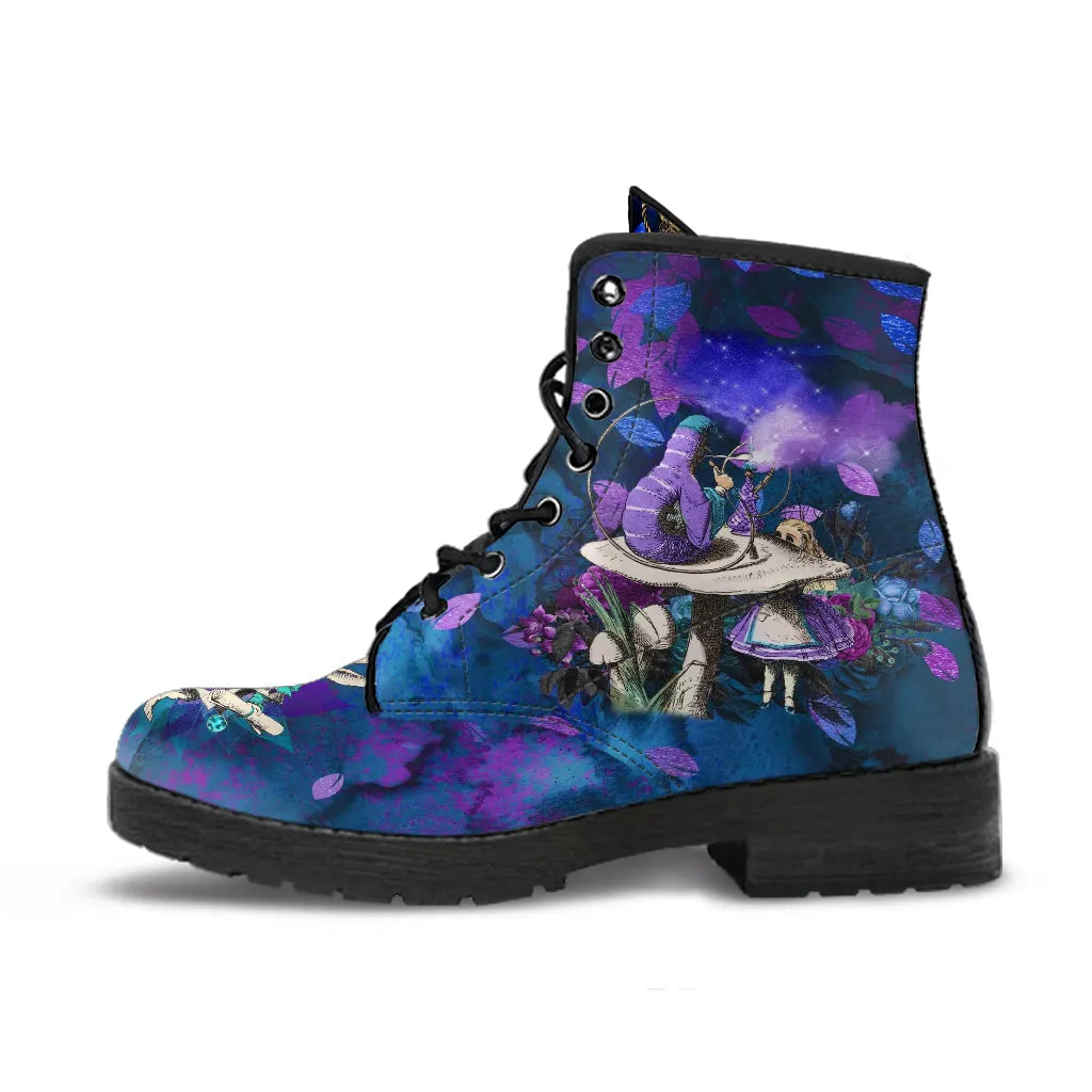 Alice in Wonderland Gifts #22 Purple Series | Purple Boots for Women, Combat Boots, Handmade Lace Up Boots, Women's Boots, Custom Shoes