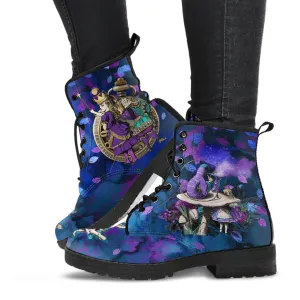 Alice in Wonderland Gifts #22 Purple Series | Purple Boots for Women, Combat Boots, Handmade Lace Up Boots, Women's Boots, Custom Shoes