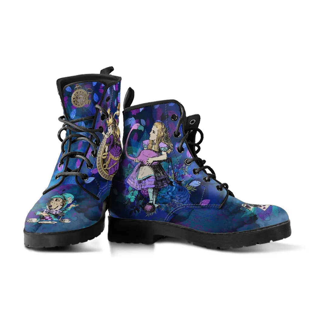 Alice in Wonderland Gifts #22 Purple Series | Purple Boots for Women, Combat Boots, Handmade Lace Up Boots, Women's Boots, Custom Shoes