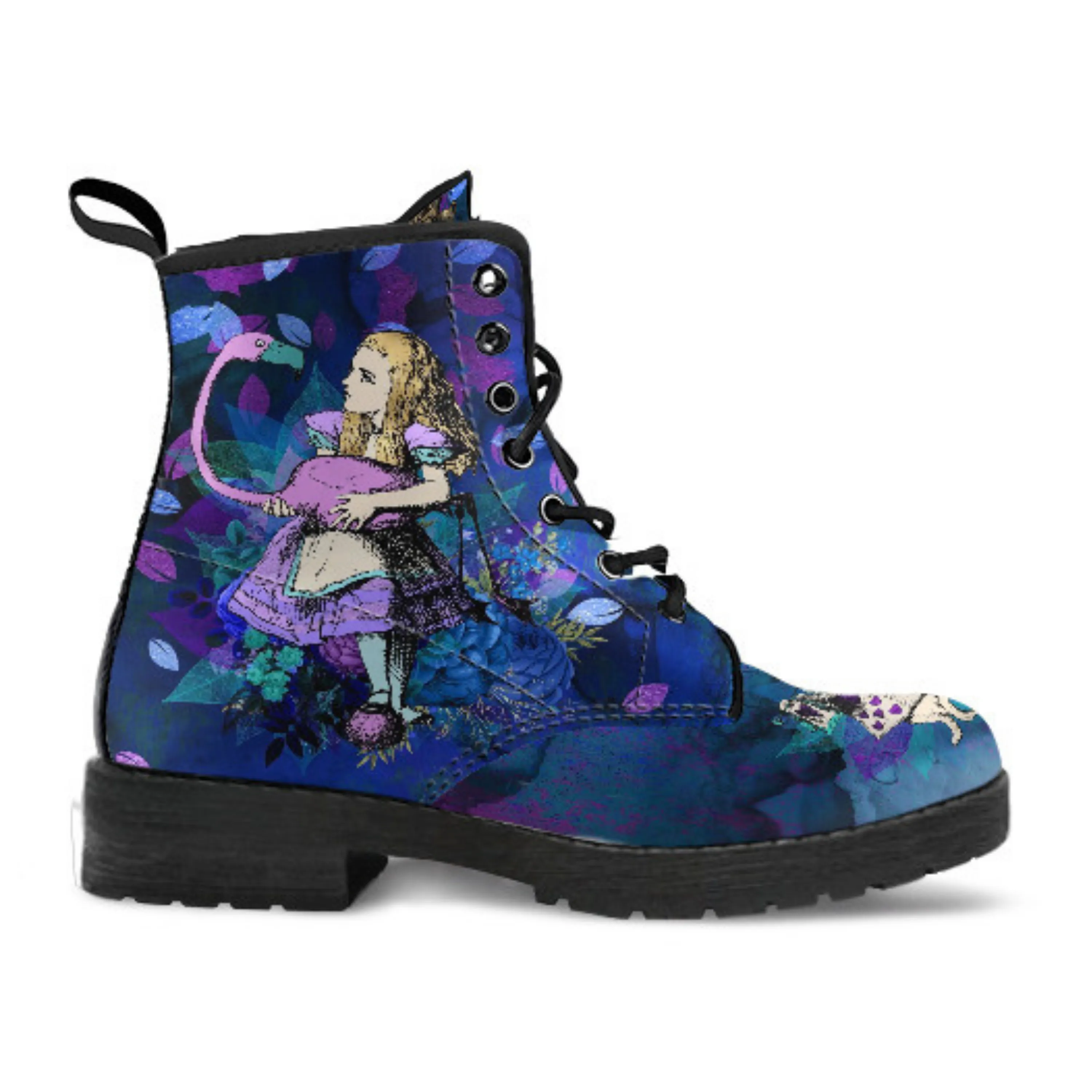 Alice in Wonderland Gifts #22 Purple Series | Purple Boots for Women, Combat Boots, Handmade Lace Up Boots, Women's Boots, Custom Shoes