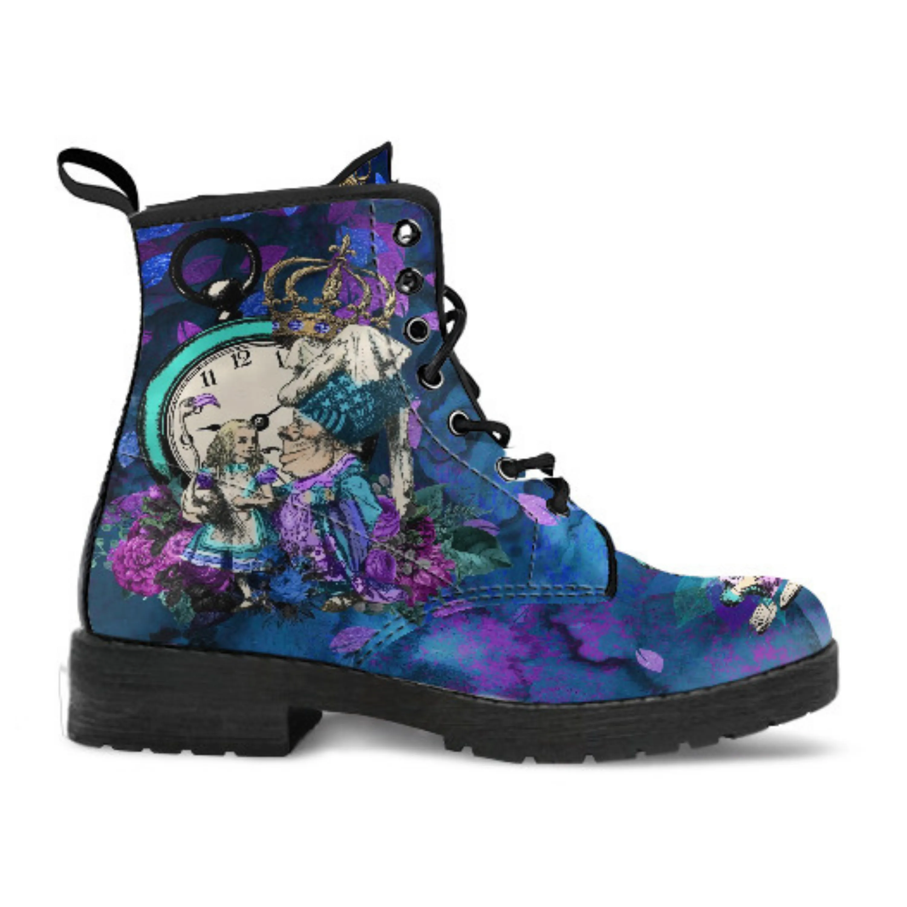 Alice in Wonderland Gifts #22 Purple Series | Purple Boots for Women, Combat Boots, Handmade Lace Up Boots, Women's Boots, Custom Shoes