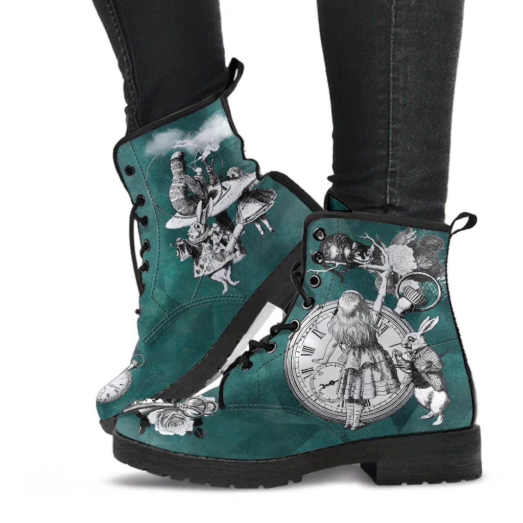 Combat Boots - Alice in Wonderland Gifts #65 Classic Series | Birthday Gifts, Gift Idea, Women's Boots, Custom Shoes, Vegan Shoes, 90s Boots