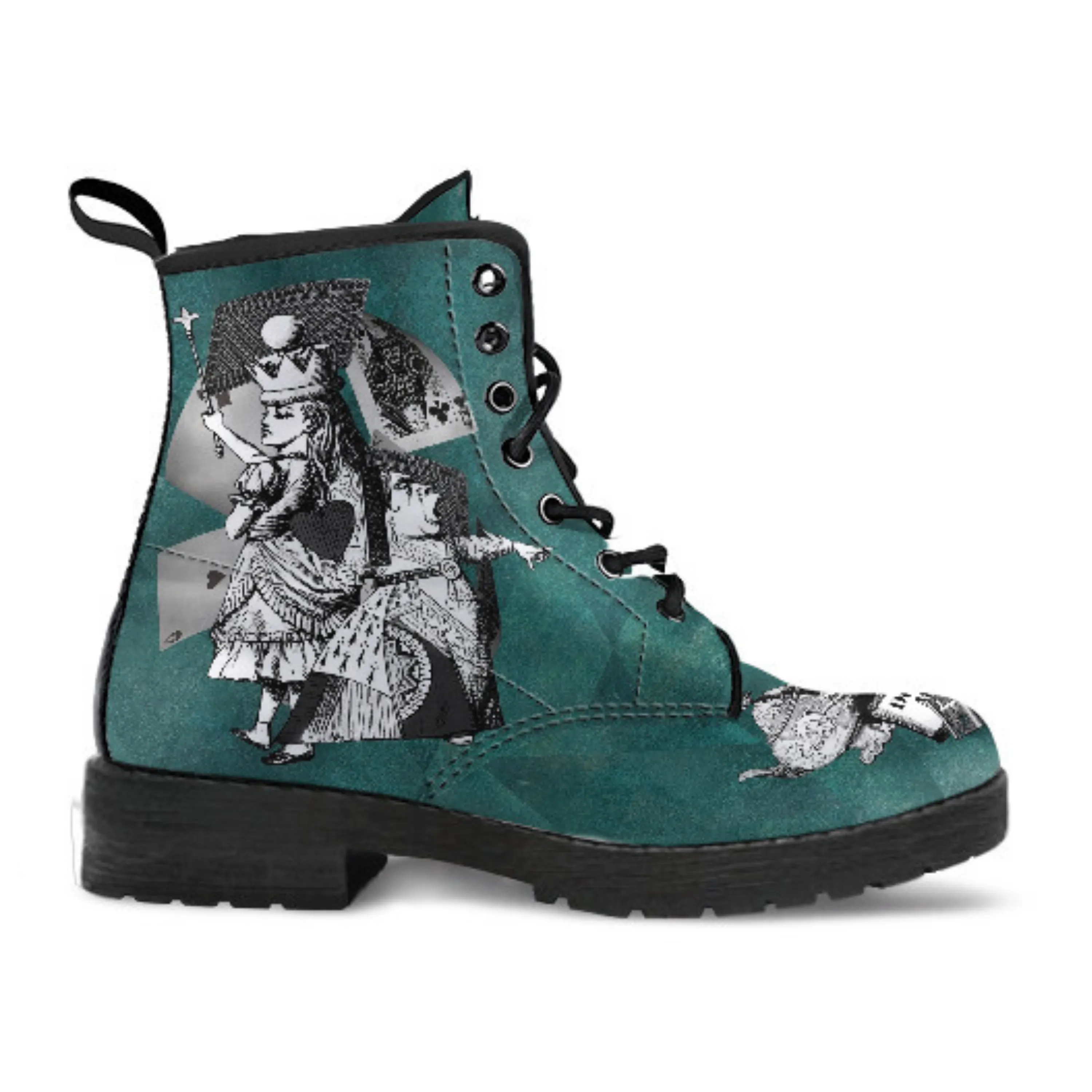 Combat Boots - Alice in Wonderland Gifts #65 Classic Series | Birthday Gifts, Gift Idea, Women's Boots, Custom Shoes, Vegan Shoes, 90s Boots