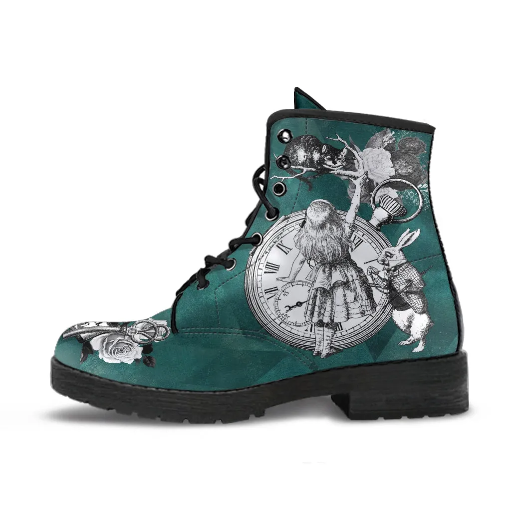 Combat Boots - Alice in Wonderland Gifts #65 Classic Series | Birthday Gifts, Gift Idea, Women's Boots, Custom Shoes, Vegan Shoes, 90s Boots