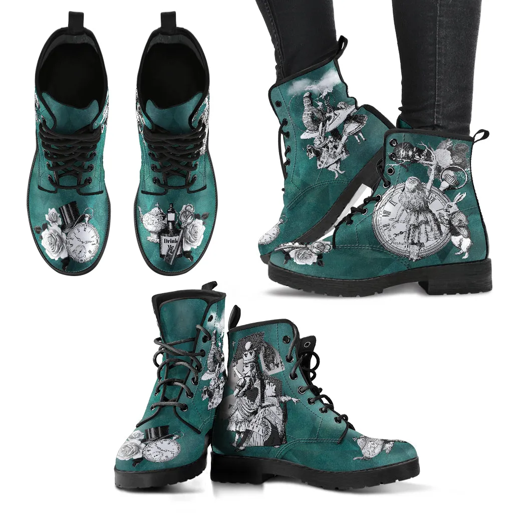 Combat Boots - Alice in Wonderland Gifts #65 Classic Series | Birthday Gifts, Gift Idea, Women's Boots, Custom Shoes, Vegan Shoes, 90s Boots