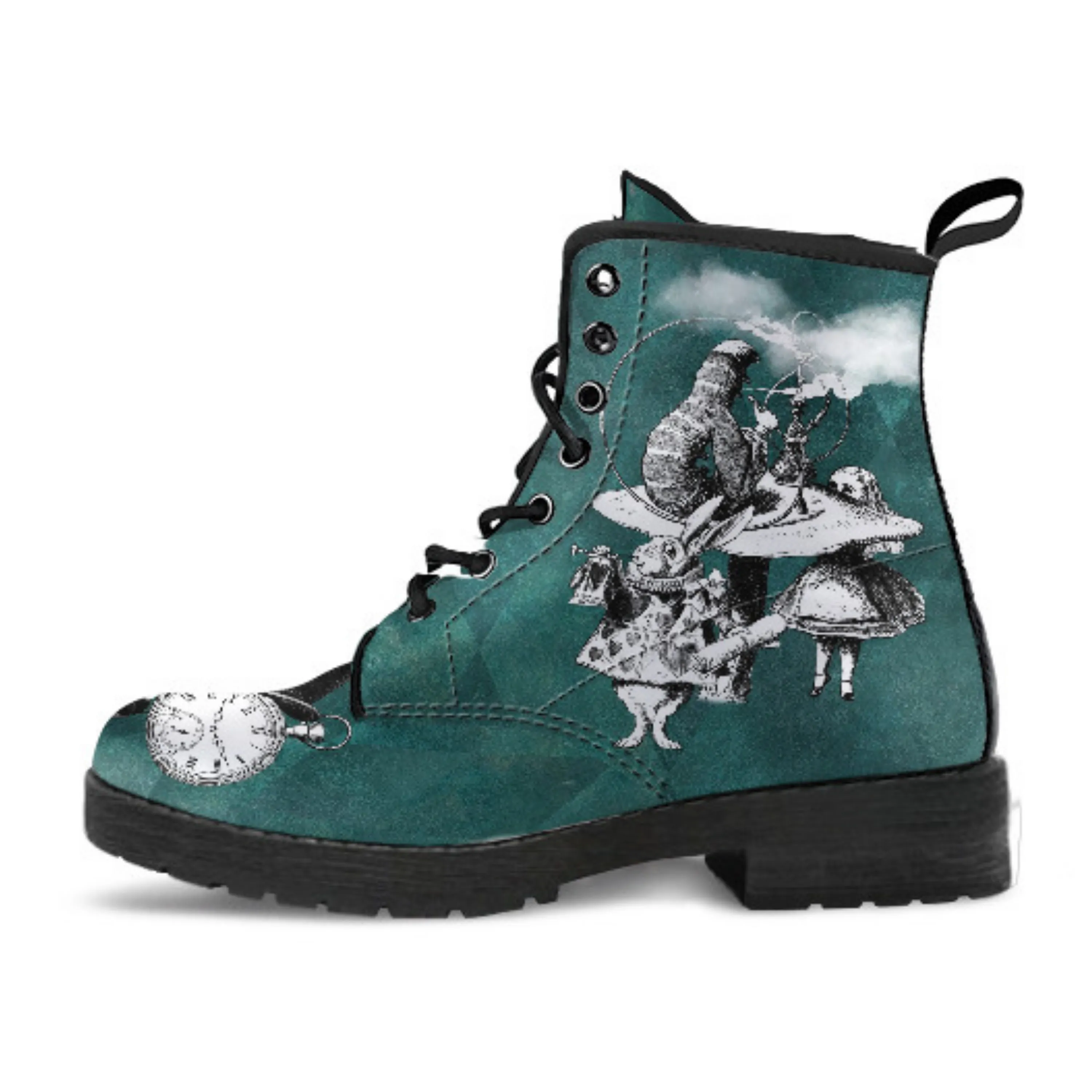 Combat Boots - Alice in Wonderland Gifts #65 Classic Series | Birthday Gifts, Gift Idea, Women's Boots, Custom Shoes, Vegan Shoes, 90s Boots