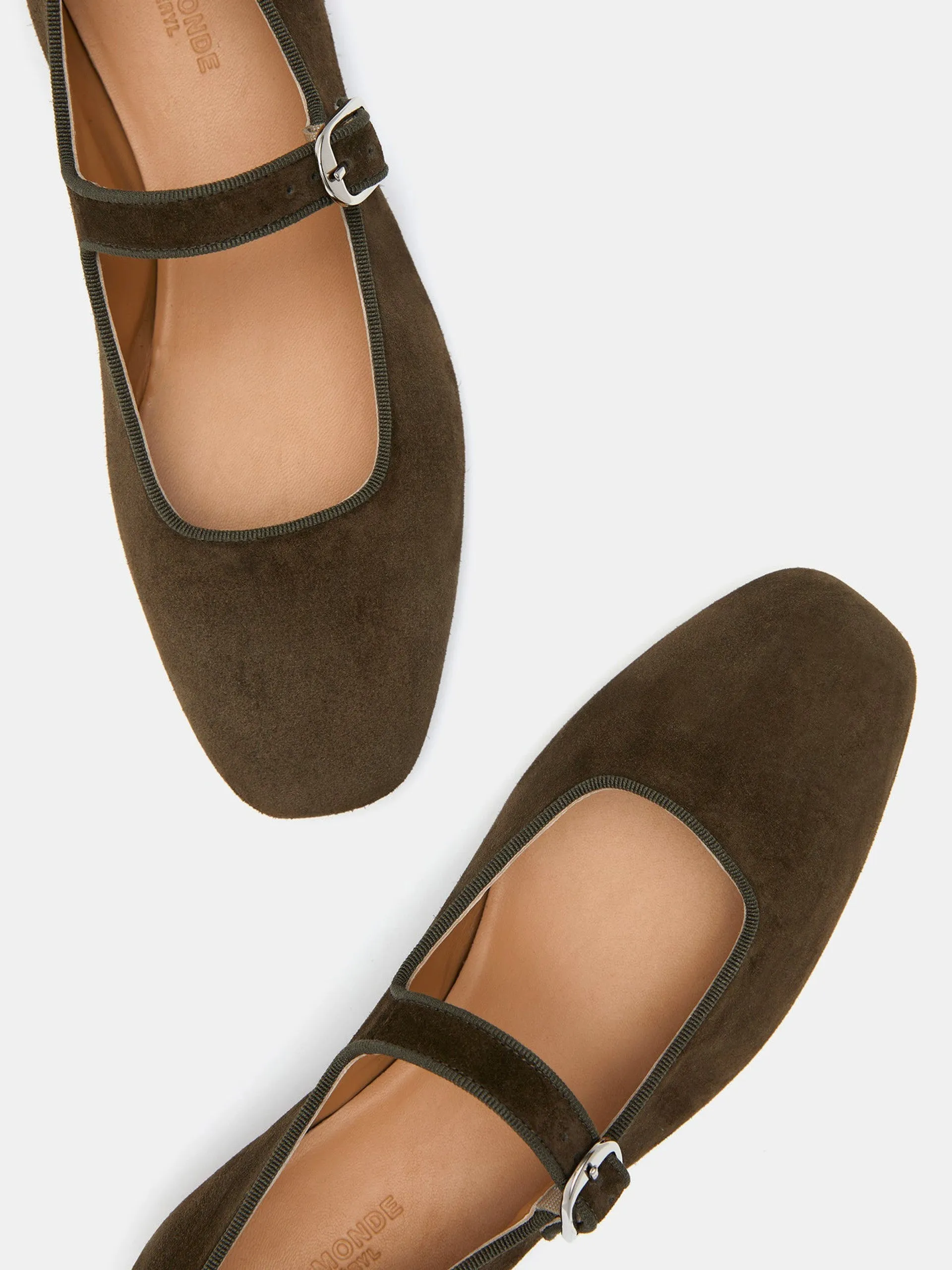 Cork velvet Mary Jane flats
