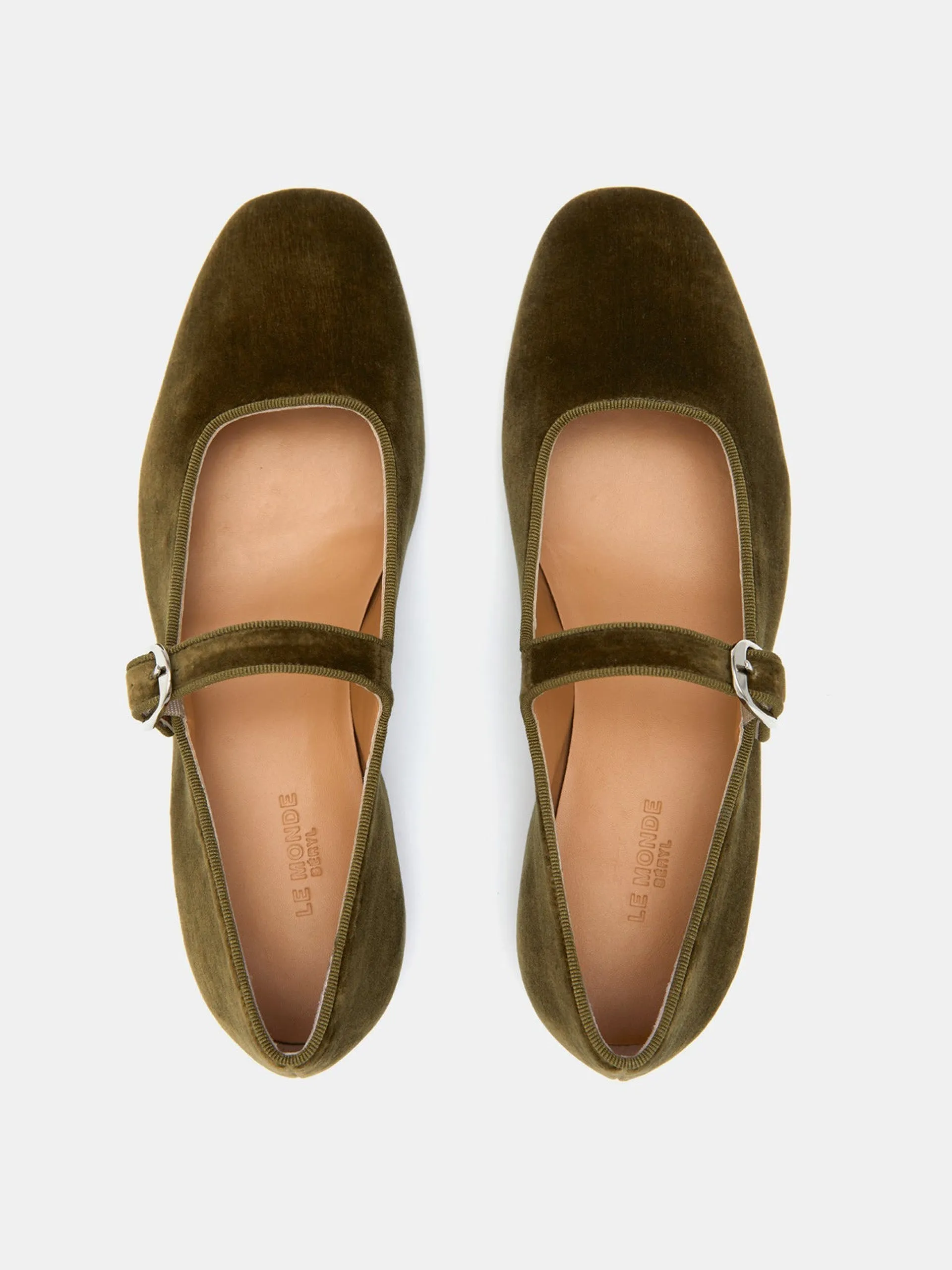 Cork velvet Mary Jane flats