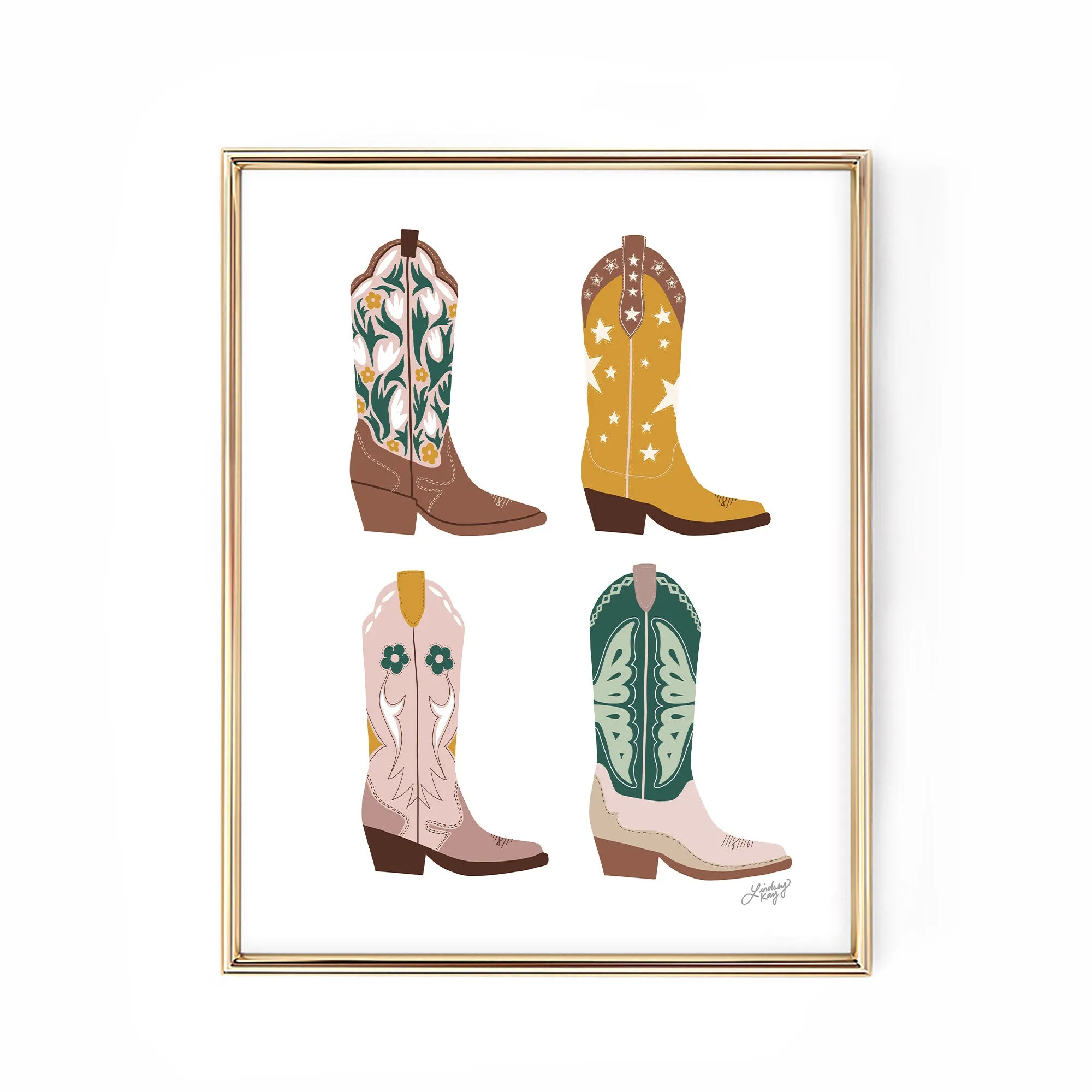 Cowgirl Boots Illustration - Art Print