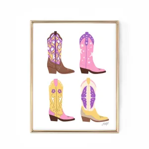 Cowgirl Boots Illustration - Art Print