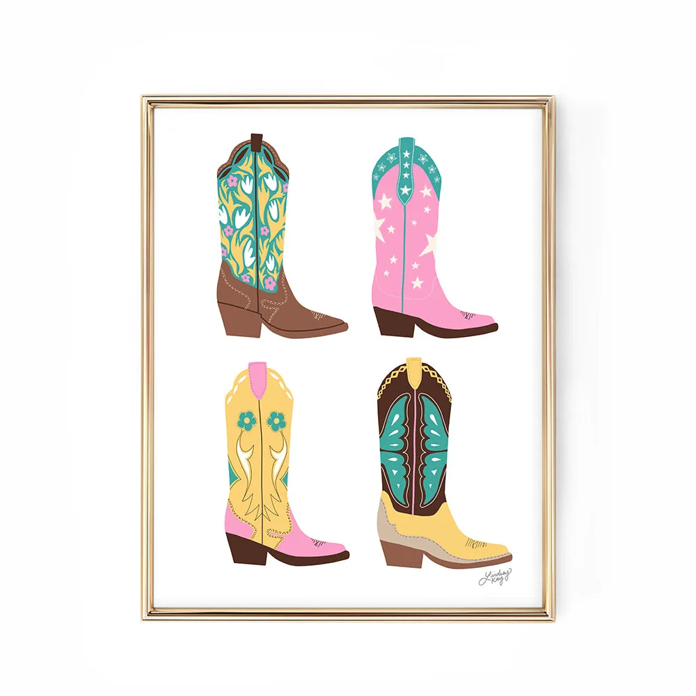 Cowgirl Boots Illustration - Art Print