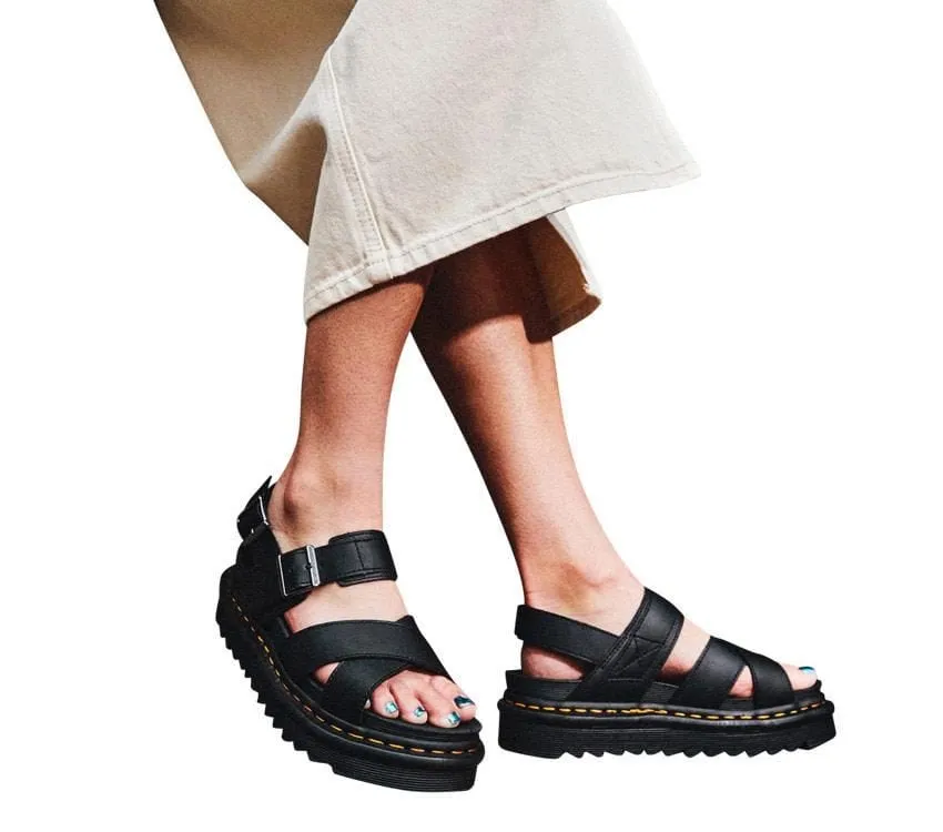 Dr Martens Voss II Black Hydro Leather Sandals 26799001