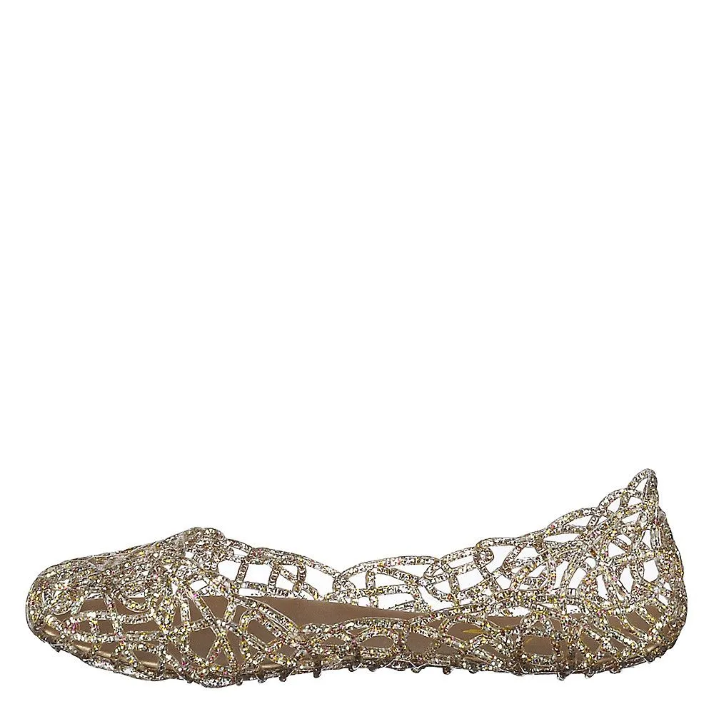 Glaze Alaska-1 Clear Multi Fashion Glitter Layered Lines Jelly Ballet Flats