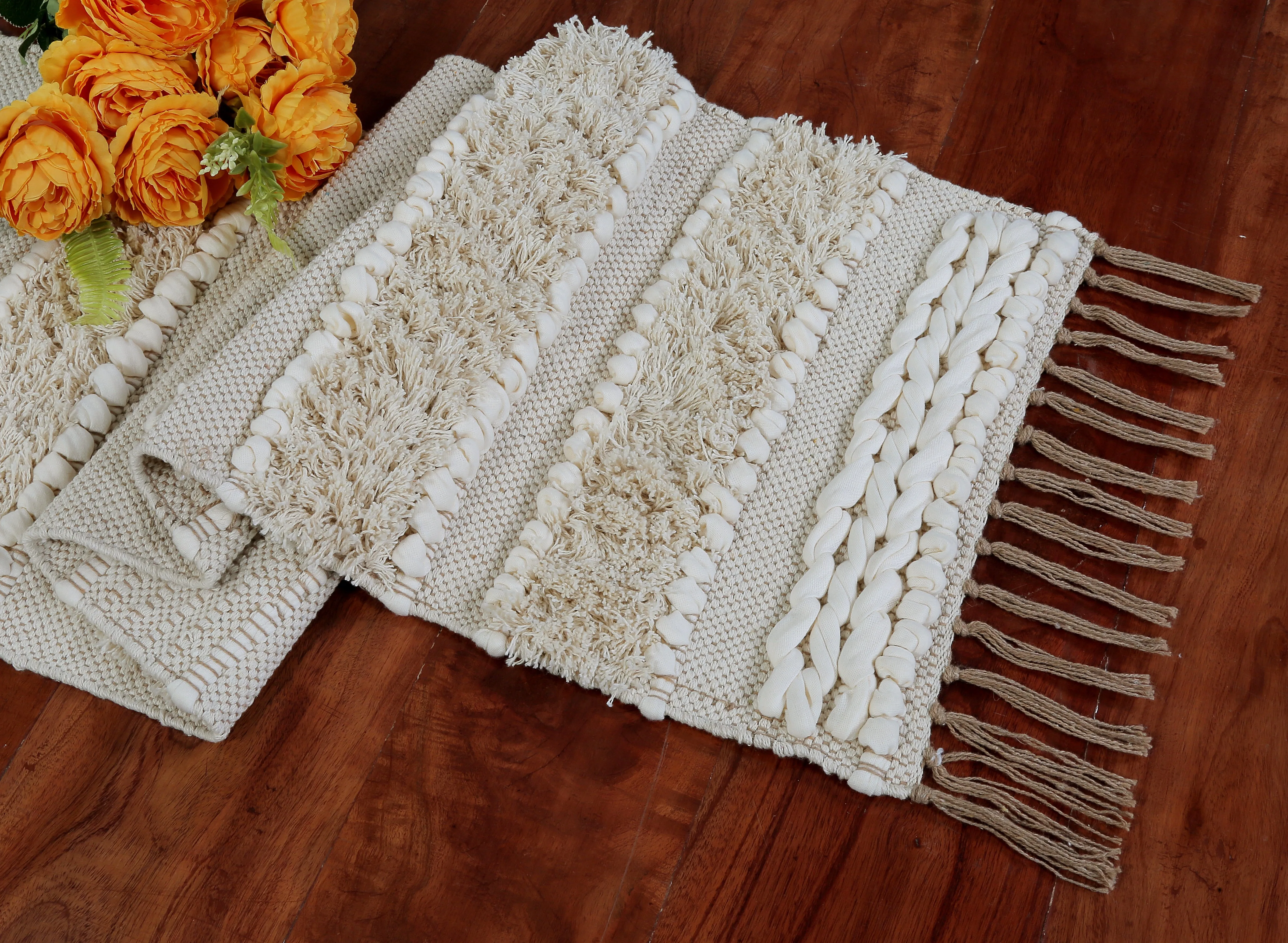 Luna Handcrafted Boho Table Runner with Tassels Ideal for Beach House