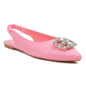 Metallic Diamante flats Mules