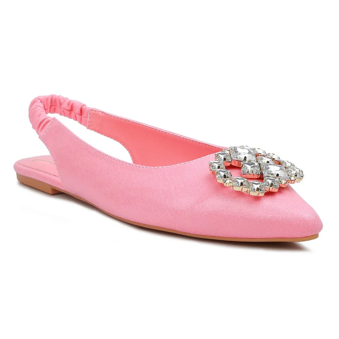 Metallic Diamante flats Mules