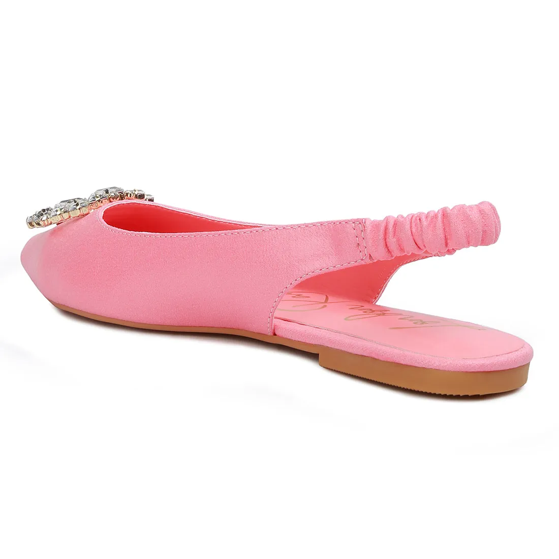 Metallic Diamante flats Mules