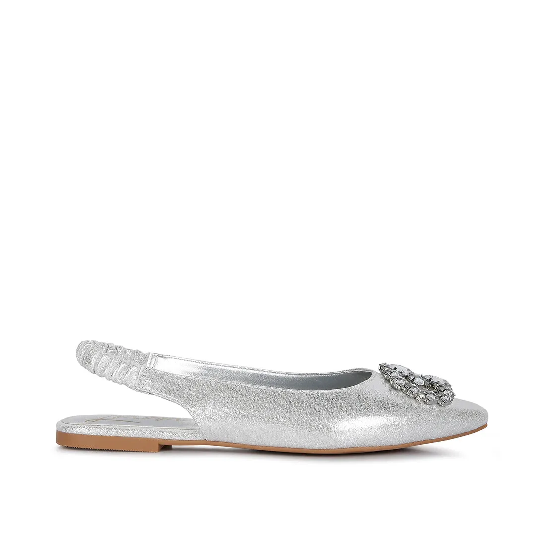 Metallic Diamante flats Mules