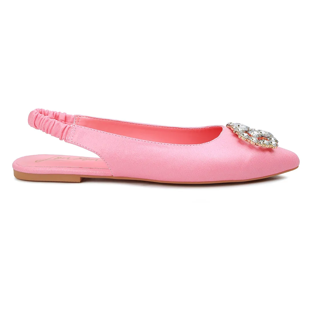 Metallic Diamante flats Mules