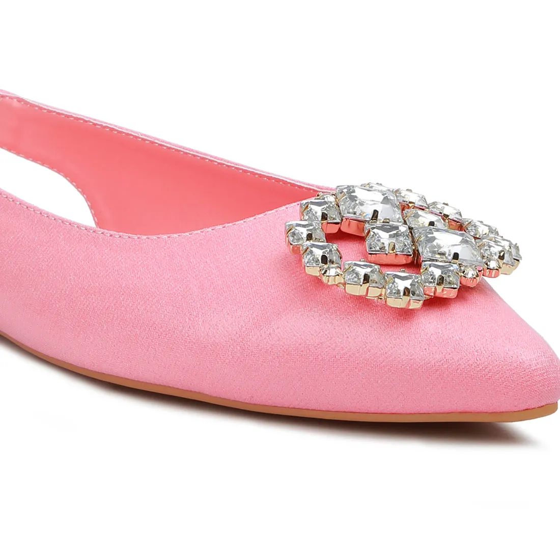 Metallic Diamante flats Mules