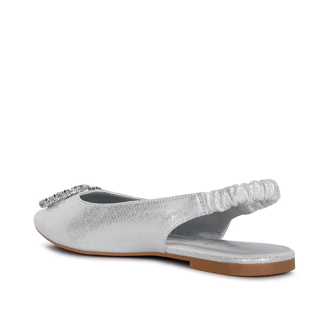 Metallic Diamante flats Mules
