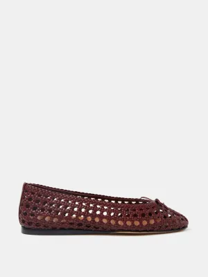Red leather woven regency slipper flats