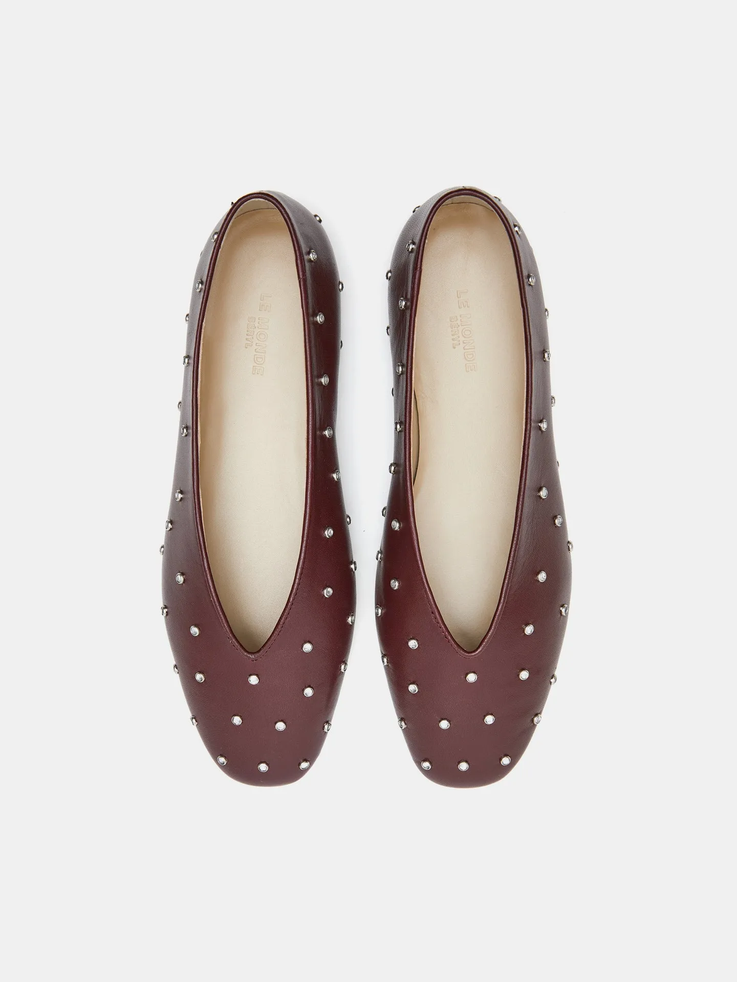 Regency Slipper / Oxblood Crystal Studded Leather