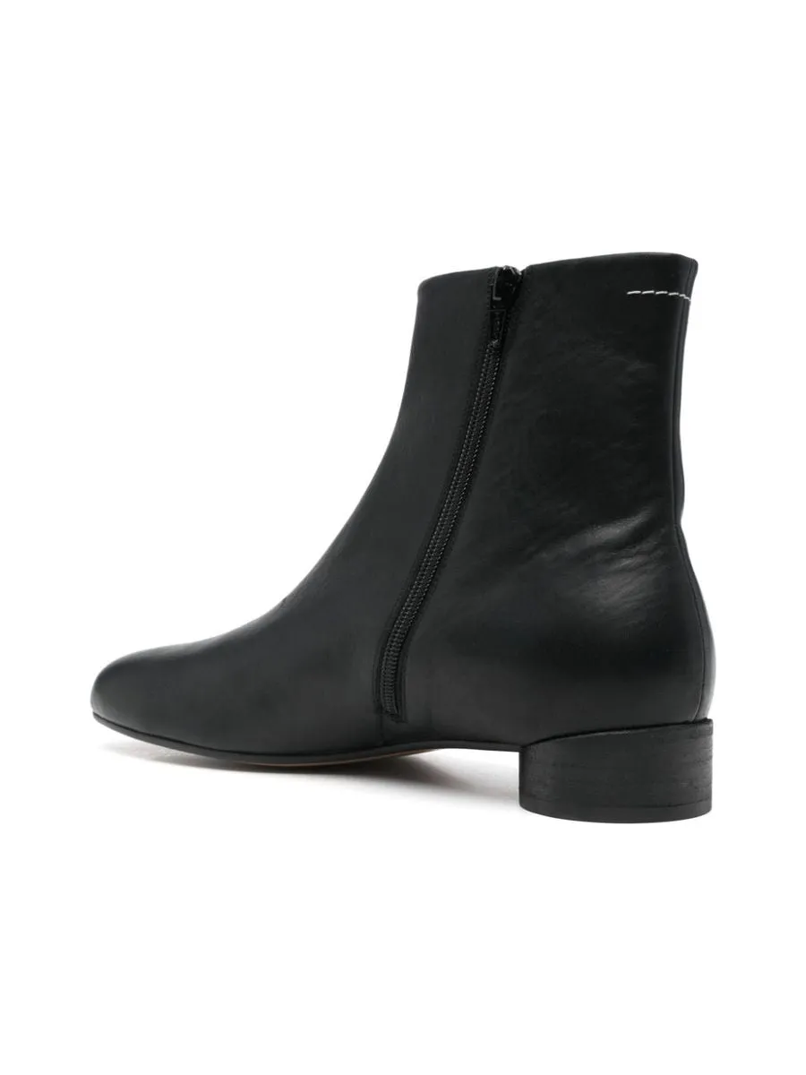 Side Zip Leather Boots