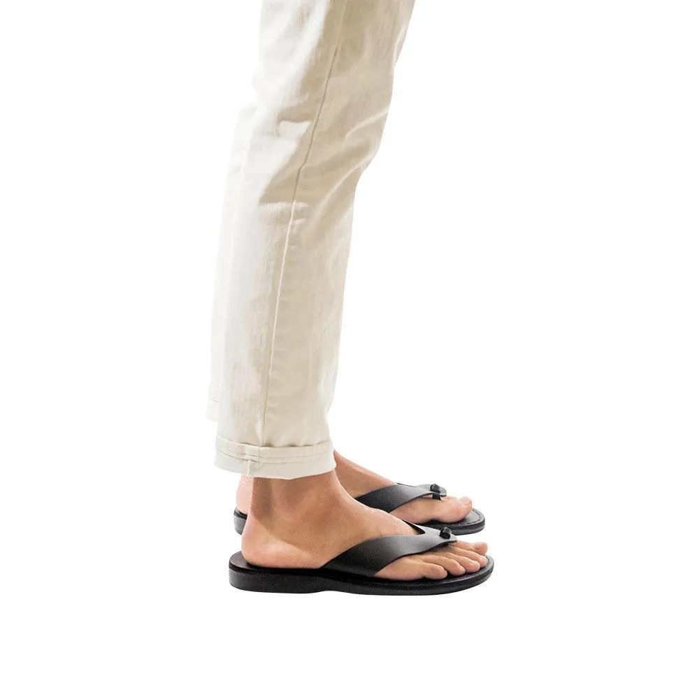 Solomon - Leather Flip Flop Sandal | Black