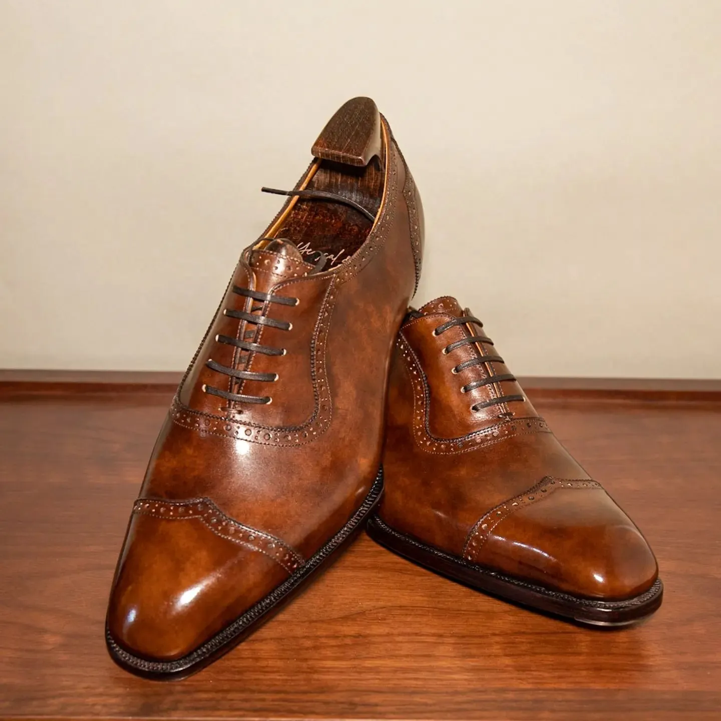 Tan Leather Sardinia Brogue Toe Cap Adelaide Oxford Shoes - AW24