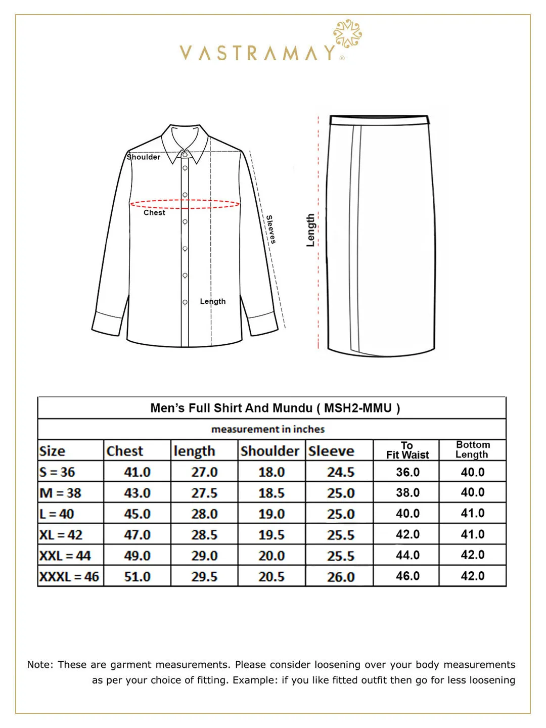 VASTRAMAY Men's Orange Cotton Silk Blend Shirt and Mundu Set