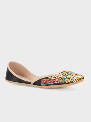 Women "AHMEIRA" Thread Work Leather Khussa