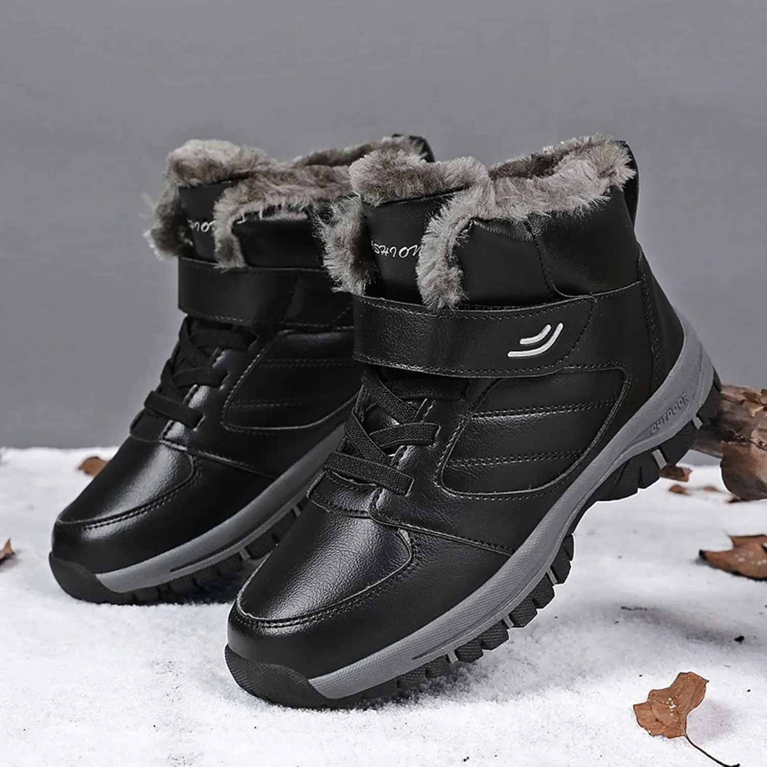 Work Boots for Men Waterproof Hiking Sneakers Zip Up Fur Lined Women's Safety Shoes Food Service Outdoor Botas Waterproof Soft Toe Work Hike Grounded Footwear