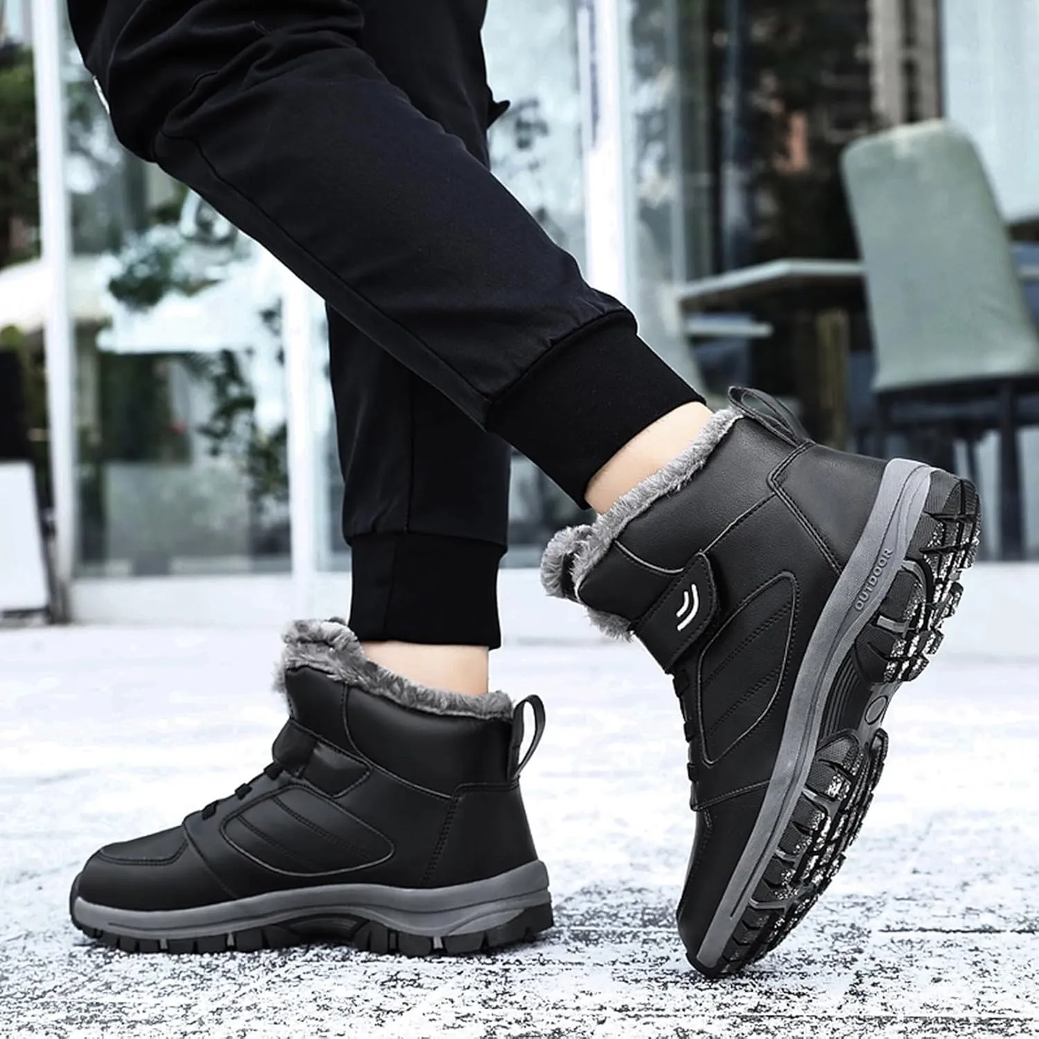 Work Boots for Men Waterproof Hiking Sneakers Zip Up Fur Lined Women's Safety Shoes Food Service Outdoor Botas Waterproof Soft Toe Work Hike Grounded Footwear