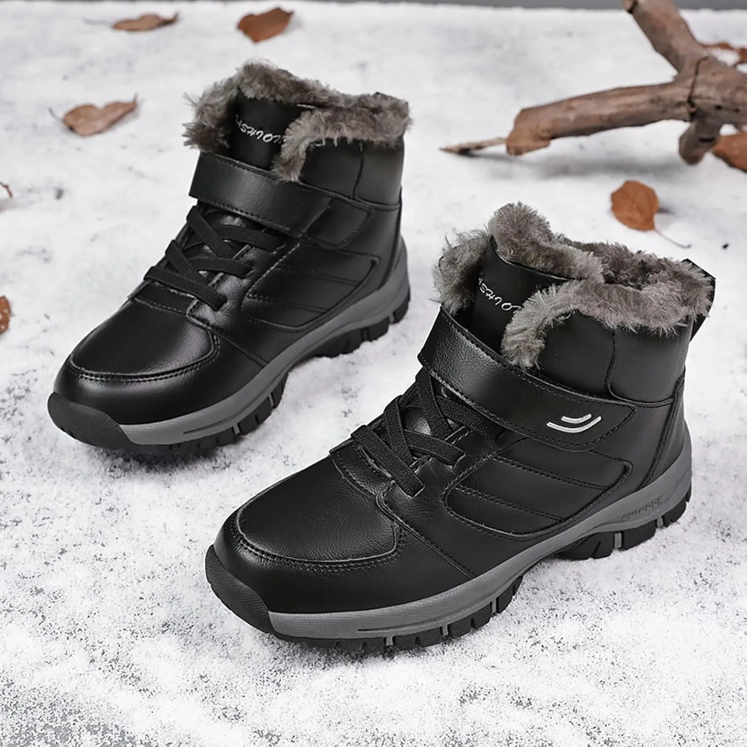 Work Boots for Men Waterproof Hiking Sneakers Zip Up Fur Lined Women's Safety Shoes Food Service Outdoor Botas Waterproof Soft Toe Work Hike Grounded Footwear